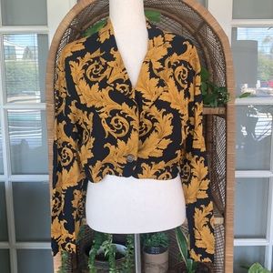 Vintage black & gold 80’s cropped jacket size M/L